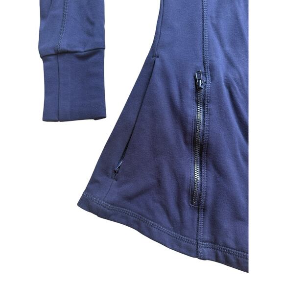 Jaanuu Women's Scrub Jacket Full Zip Dark Blue Small Fitted‎ Thumb Holes Soft - Picture 5 of 6